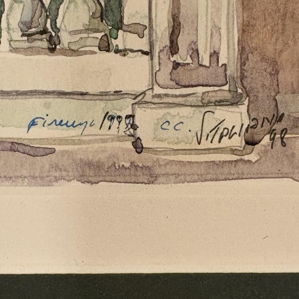 Watercolor‎ Florence 1998 Villa Door Signed By Artist See Signature Beige Green - Picture 11 of 16